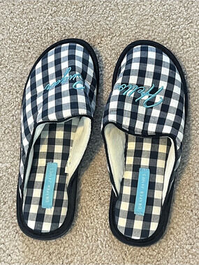 Draper James Aubrey Gingham Slippers Navy & White US S